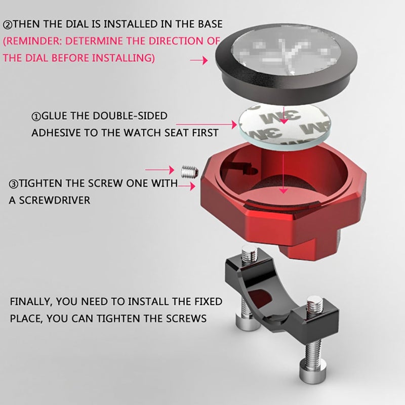 RAGBUSCLE Handlebar Mount 0.87-1.1 inch, 22-28mm Motorcycle Temperature Gauge, Compatible with Harley Davidson Compatible with Honda, Universal Motorcycle Handlebar Thermometer Digital Meter, Red - Image 4